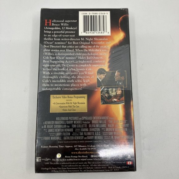 The Sixth Sense (VHS, 2000, Bonus Edition) Bruce Willis, Haley Joel Osment New - Picture 2 of 3
